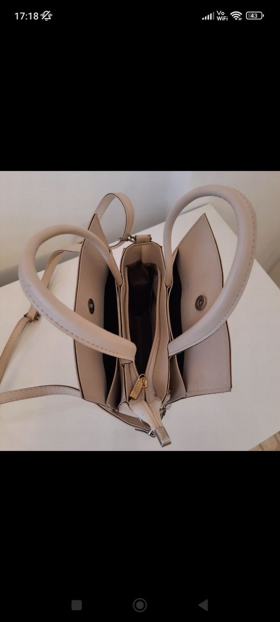 Bej Deri Kadın Çanta Minimalist Tasarım - Görsel 2