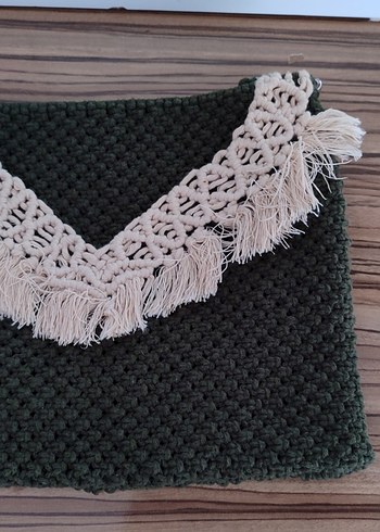 Yeşil Örgü Bohem Kadın Çanta makrome - Görsel 3