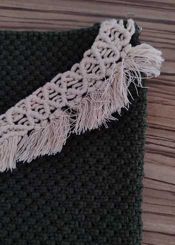 Yeşil Örgü Bohem Kadın Çanta makrome - Görsel 6