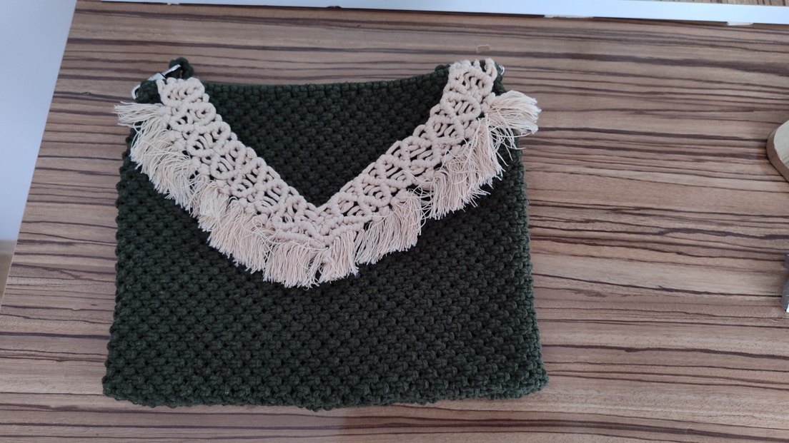 Yeşil Örgü Bohem Kadın Çanta makrome - Görsel 3