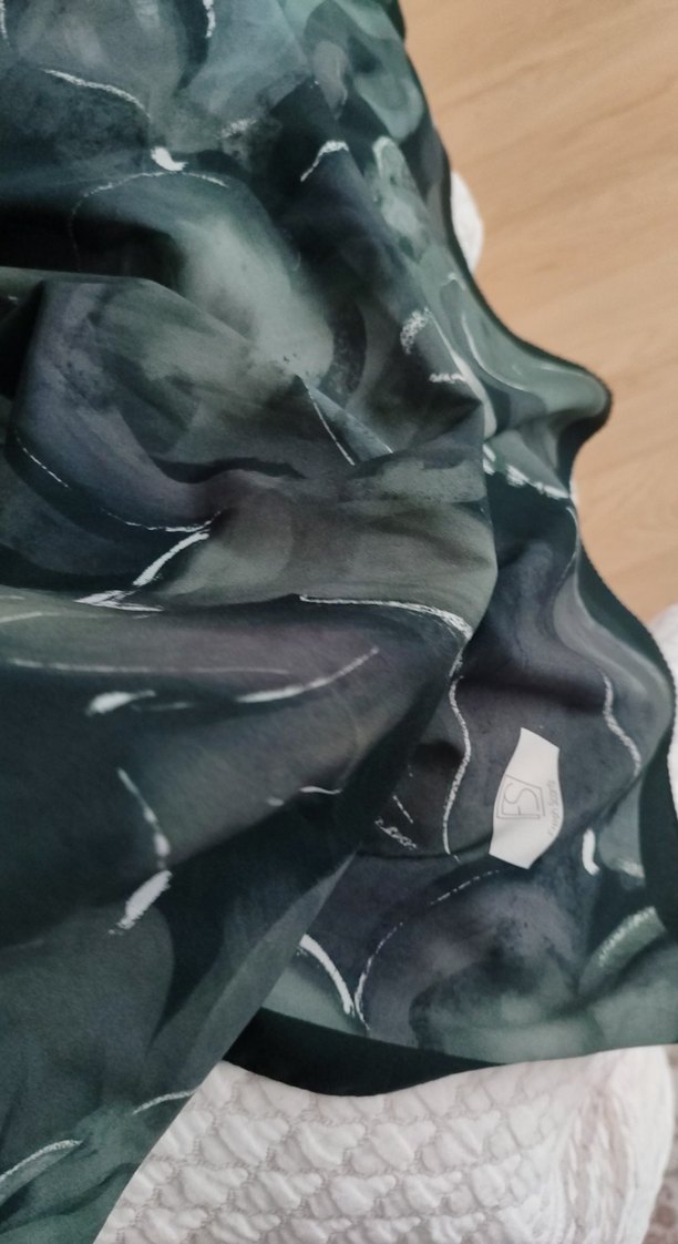 Gri Kadın İpek Şal, Dökümlü freshscarf - Görsel 3