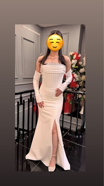 Beyaz Balık Model Taşlı Söz/Nişan/Nikah Elbise