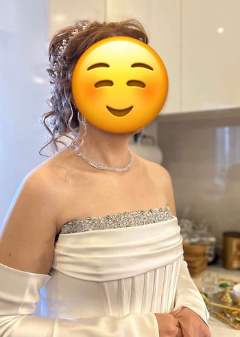 Beyaz Balık Model Taşlı Söz/Nişan/Nikah Elbise - Görsel 3