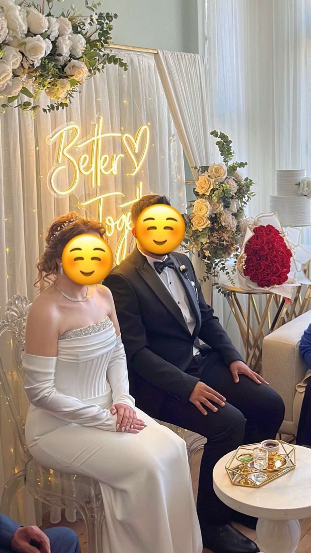 Beyaz Balık Model Taşlı Söz/Nişan/Nikah Elbise - Görsel 2