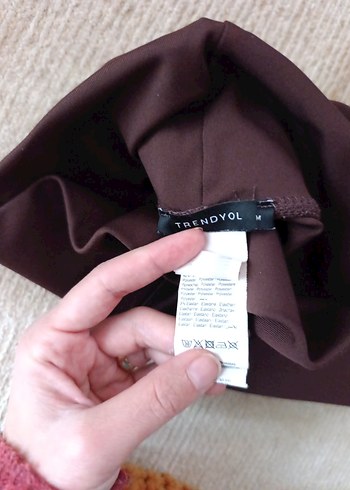 koyu kahverengi hatta mürdüm gibi Trendyol M beden tayt - Görsel 6
