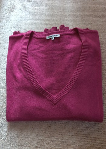 Pembe V Yaka Kadın Triko Kazak m beden - Görsel 5