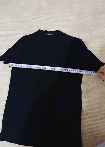 Siyah Kısa Kollu Keten Tişört m beden - Görsel 2