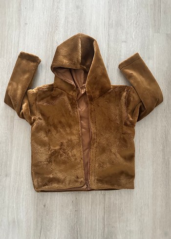 Kahverengi Kürklü Kapüşonlu Erkek Çocuk Peluş Mont - Görsel 4