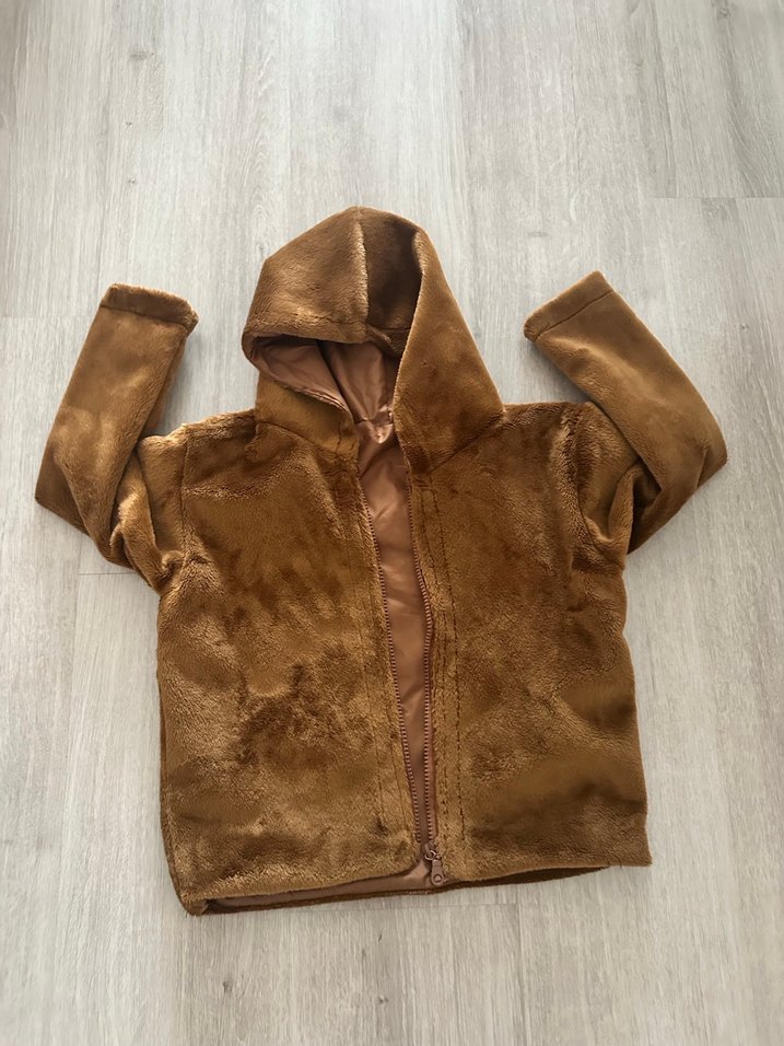 Kahverengi Kürklü Kapüşonlu Erkek Çocuk Peluş Mont - Görsel 2