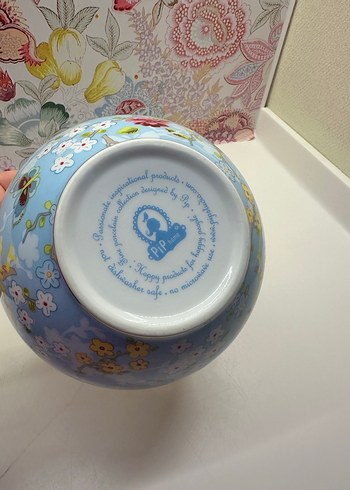 Mavi Çiçek Desenli Çukur Büyük Boy Kase - Görsel 3