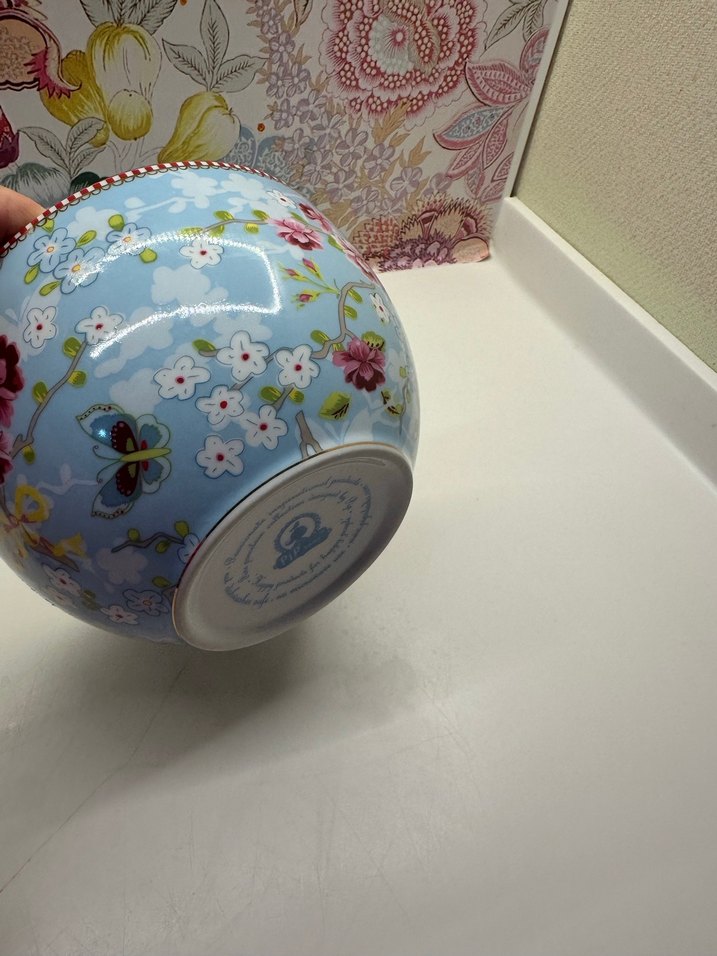 Mavi Çiçek Desenli Çukur Büyük Boy Kase - Görsel 2