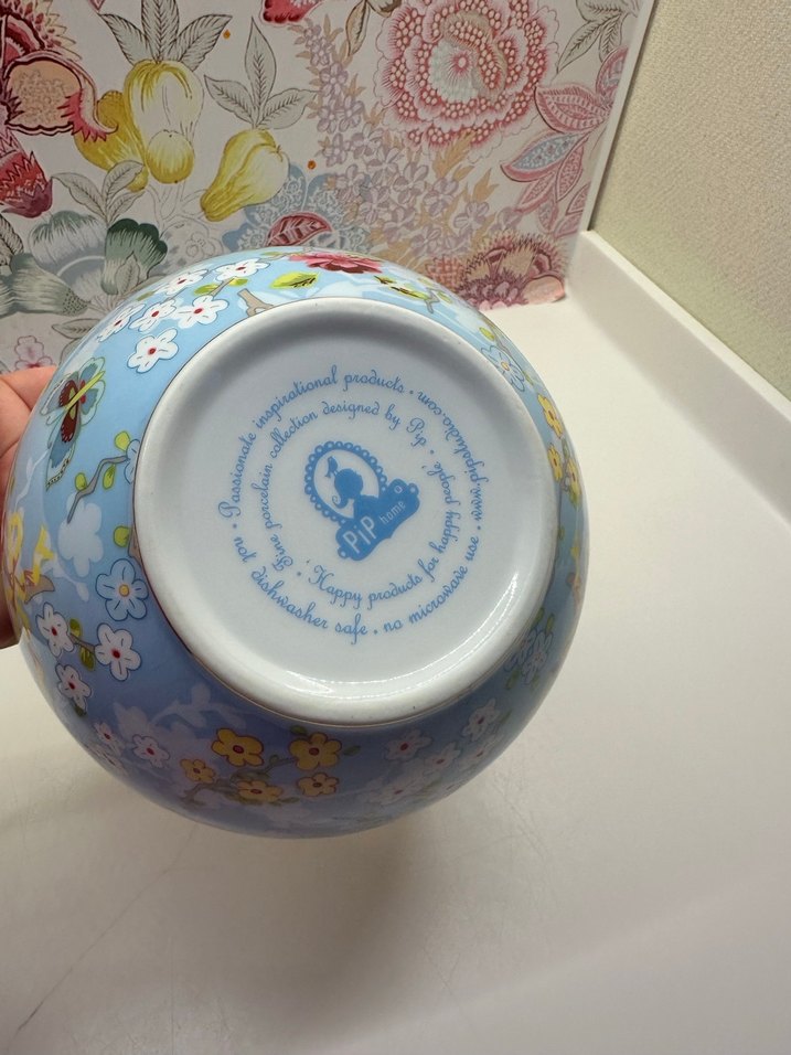 Mavi Çiçek Desenli Çukur Büyük Boy Kase - Görsel 3