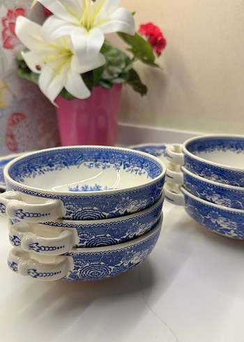 Koyu Mavi Desenli Seramik Yemek Kaseleri - Görsel 7