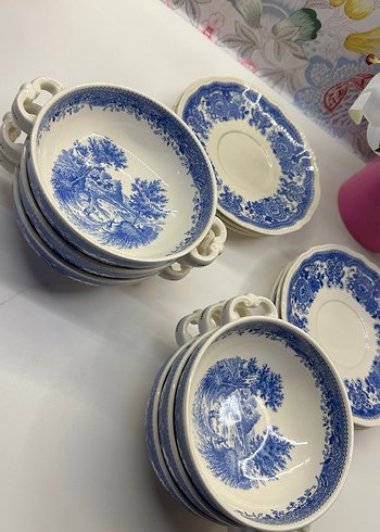 Koyu Mavi Desenli Seramik Yemek Kaseleri - Görsel 2