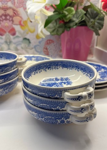 Koyu Mavi Desenli Seramik Yemek Kaseleri - Görsel 6