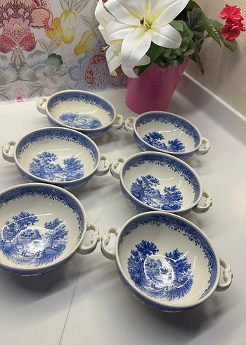 Koyu Mavi Desenli Seramik Yemek Kaseleri - Görsel 5