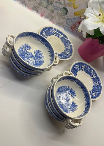 Koyu Mavi Desenli Seramik Yemek Kaseleri - Görsel 3