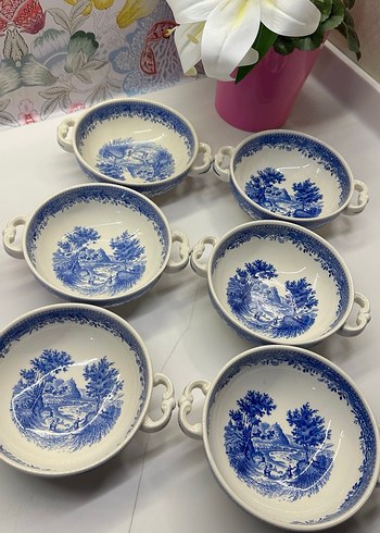 Koyu Mavi Desenli Seramik Yemek Kaseleri - Görsel 4