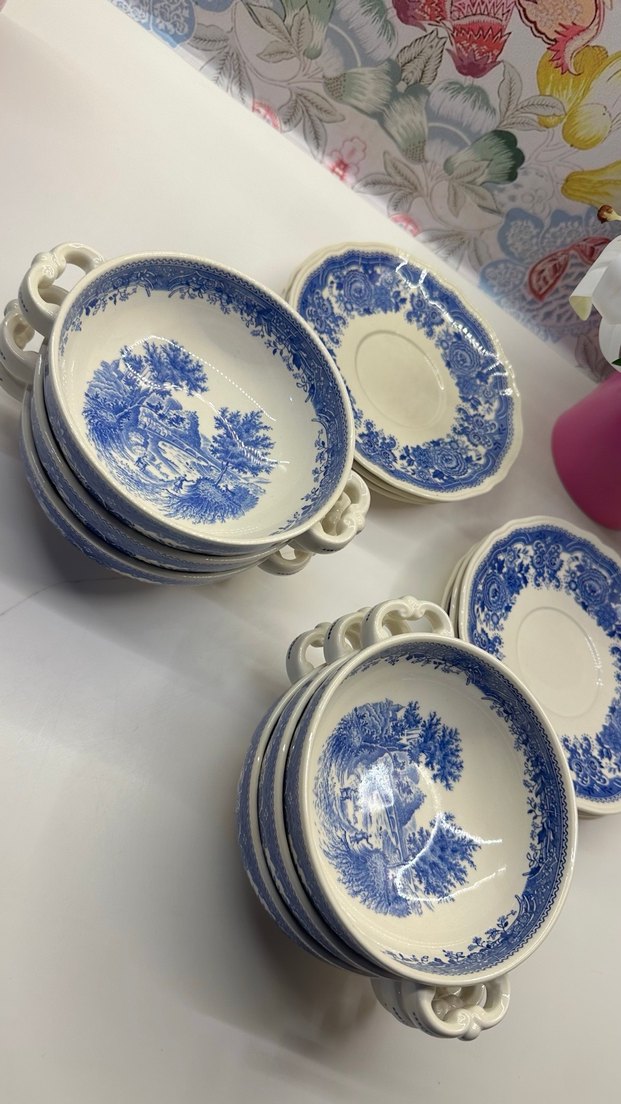 Koyu Mavi Desenli Seramik Yemek Kaseleri - Görsel 2