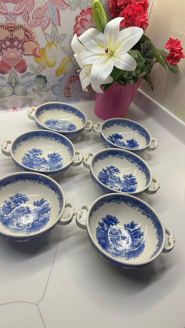 Koyu Mavi Desenli Seramik Yemek Kaseleri - Görsel 5