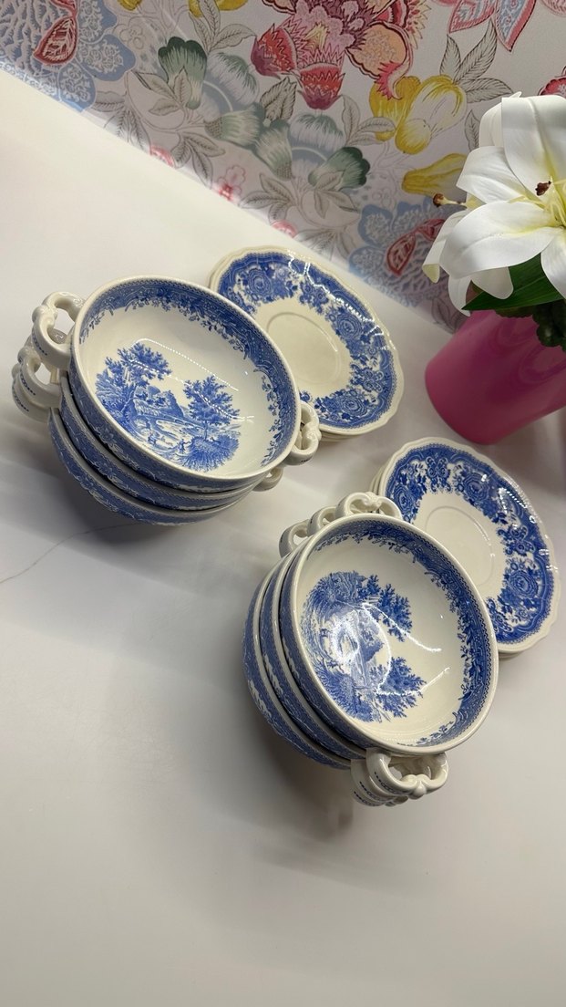 Koyu Mavi Desenli Seramik Yemek Kaseleri - Görsel 3