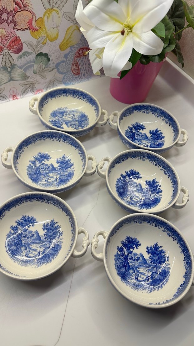 Koyu Mavi Desenli Seramik Yemek Kaseleri - Görsel 4