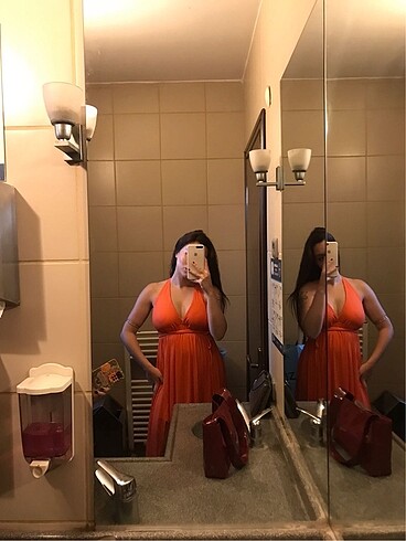 s Beden turuncu Renk Milla turuncu sırt bağlamalı plaj elbisesi