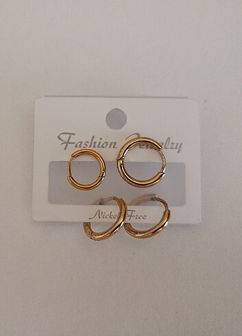 Gold Üçlü Halka Küpe