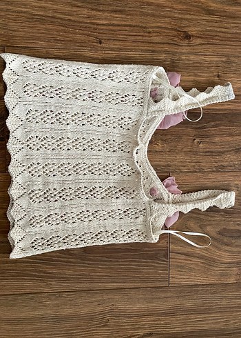 Dantel Detaylı Beyaz Bohem Örgü Büstiyer - Görsel 6