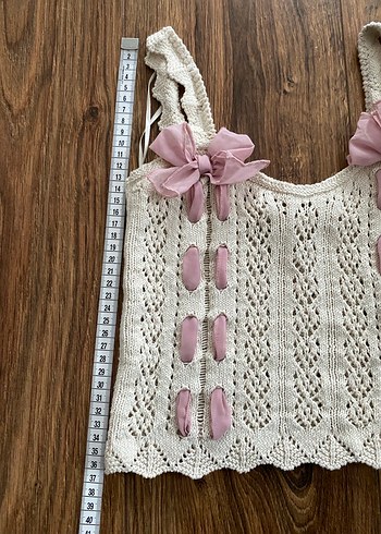 Dantel Detaylı Beyaz Bohem Örgü Büstiyer - Görsel 2