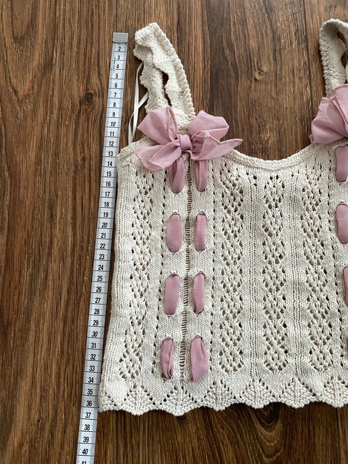 Dantel Detaylı Beyaz Bohem Örgü Büstiyer - Görsel 2