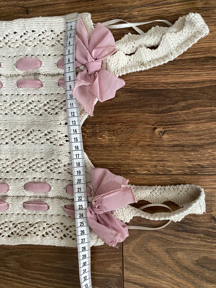 Dantel Detaylı Beyaz Bohem Örgü Büstiyer - Görsel 4