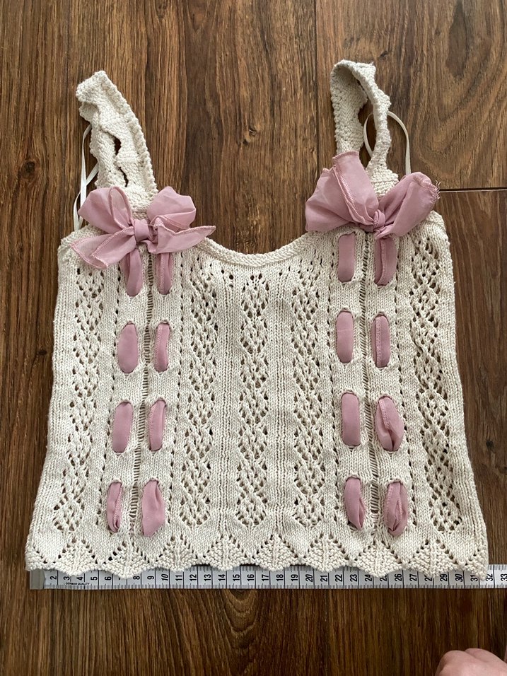 Dantel Detaylı Beyaz Bohem Örgü Büstiyer - Görsel 3