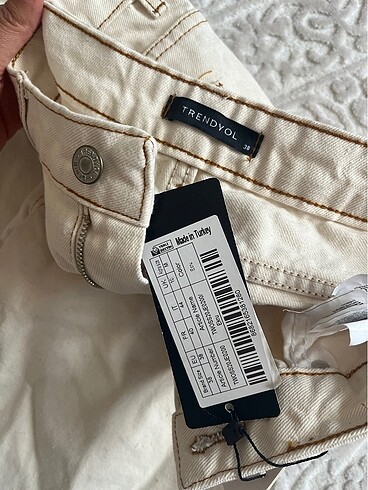 38 Beden Ekru jean pantolon