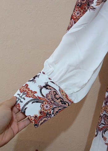 Trendyol & Milla Bohem Uzun Kollu Beyaz Henna Elbise