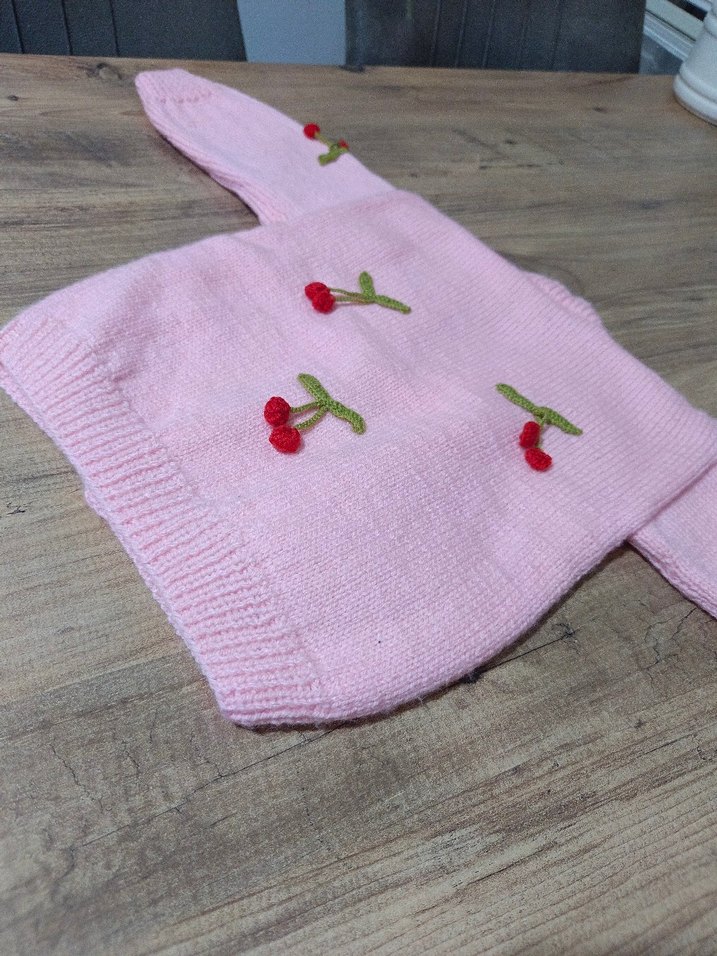 Nakışlı Pembe Kız Çocuk Örgü Hırka - Görsel 5