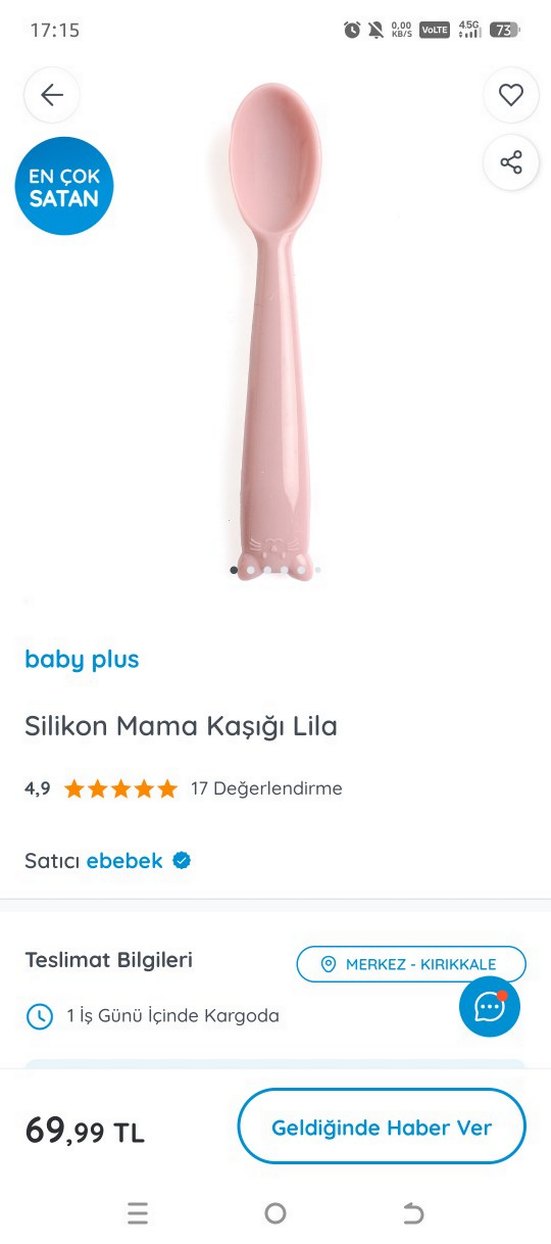 E BEBEK
Pastel Pembe Çocuk Tabak, Çatal, Bıçak Seti - Görsel 5