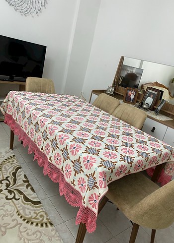 Pembe Etamin işlemeli Masa Örtüsü ve Yatak Örtüsü - Görsel 9