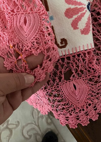 Pembe Etamin işlemeli Masa Örtüsü ve Yatak Örtüsü - Görsel 10