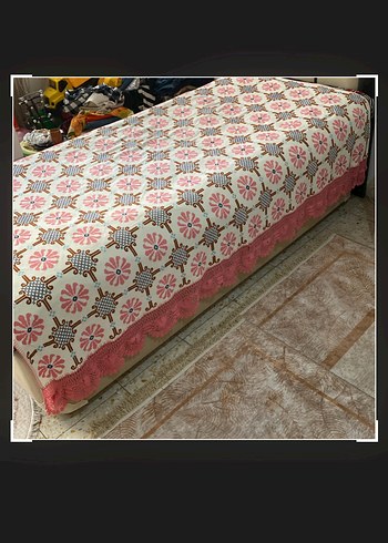 Pembe Etamin işlemeli Masa Örtüsü ve Yatak Örtüsü - Görsel 7