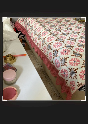 Pembe Etamin işlemeli Masa Örtüsü ve Yatak Örtüsü - Görsel 5