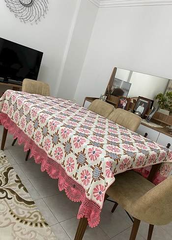 Pembe Etamin işlemeli Masa Örtüsü ve Yatak Örtüsü - Görsel 2