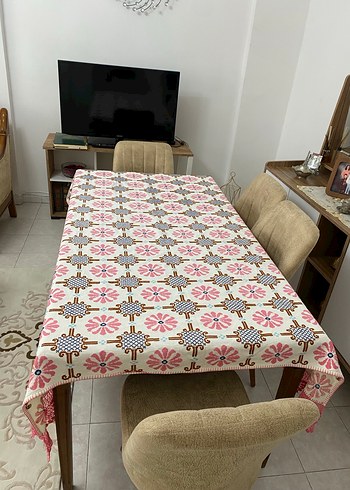 Pembe Etamin işlemeli Masa Örtüsü ve Yatak Örtüsü - Görsel 4