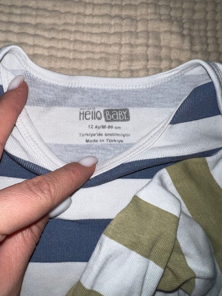 Uzun Kollu Erkek Bebek Çizgili Body - Görsel 2