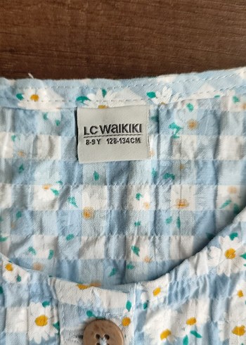 Mavi Çiçek Desenli Pamuklu Kız Elbisesi - Görsel 2