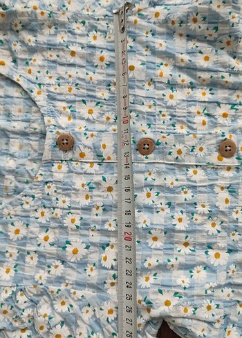 Mavi Çiçek Desenli Pamuklu Kız Elbisesi - Görsel 7