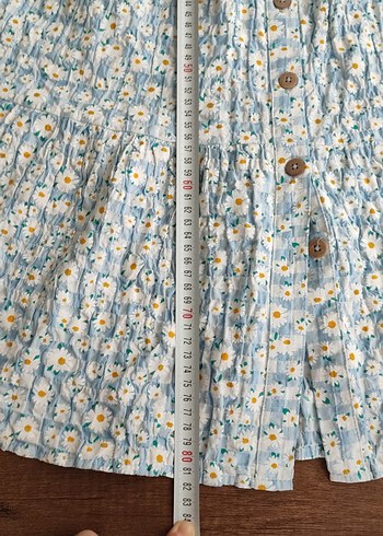 Mavi Çiçek Desenli Pamuklu Kız Elbisesi - Görsel 6