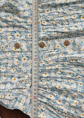 Mavi Çiçek Desenli Pamuklu Kız Elbisesi - Görsel 8