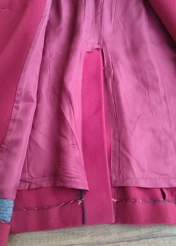 Bordo Uzun Kadın Kaban - Görsel 7