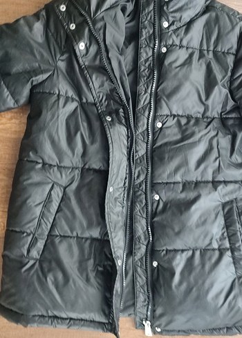 Fermuar ve çıt çıt düğmeli siyah Kadın Kışlık Mont Outlet ürünü - Görsel 7